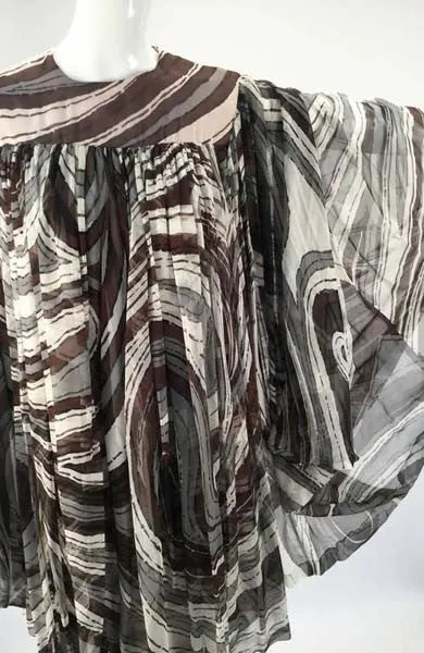 1960s Donald Brooks Swirl Print Batwing Dress