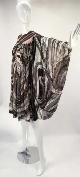 1960s Donald Brooks Swirl Print Batwing Dress