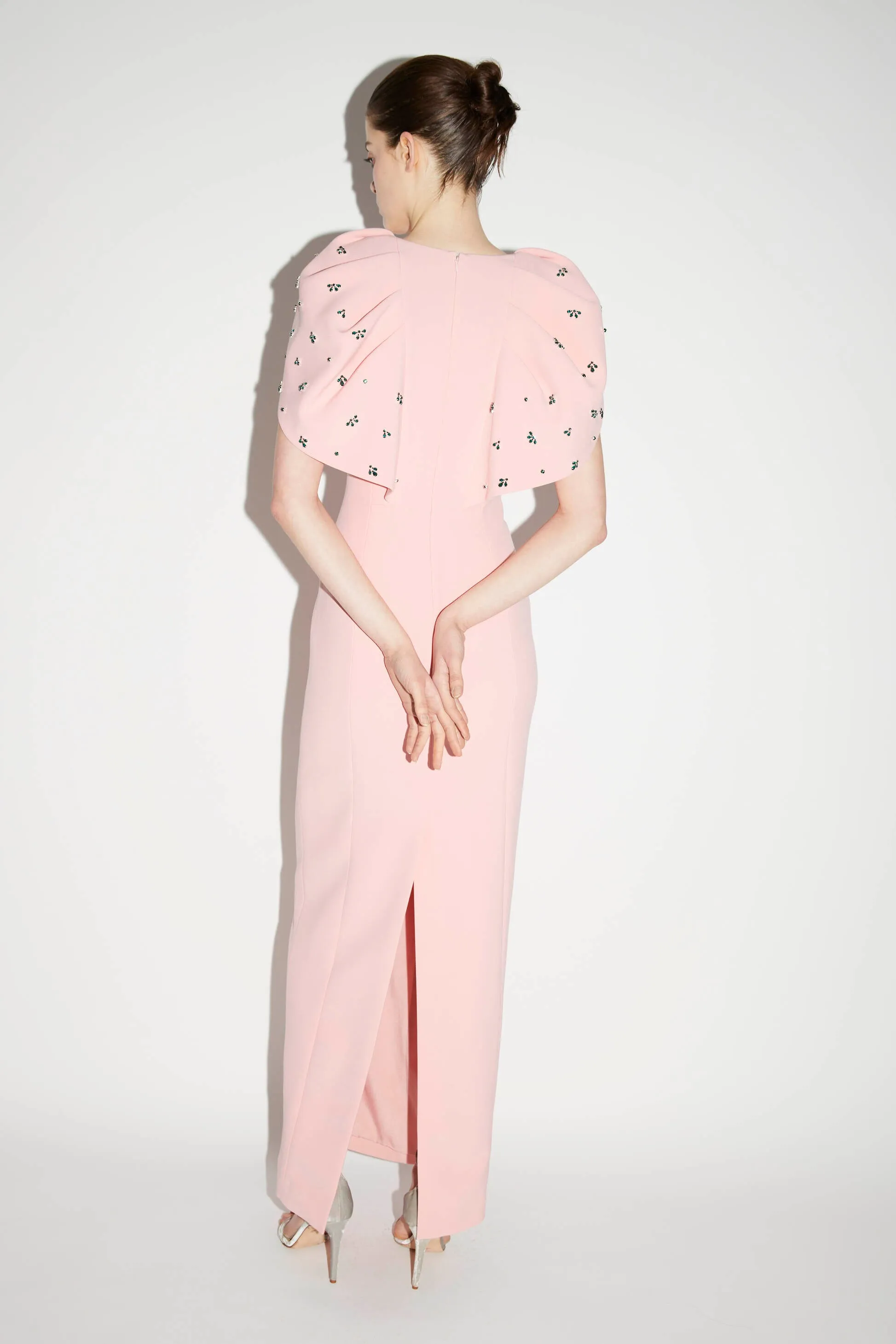 ADELAIDE GOWN PINK QUARTZ EMBELLISHED CREPE