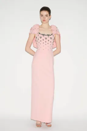 ADELAIDE GOWN PINK QUARTZ EMBELLISHED CREPE