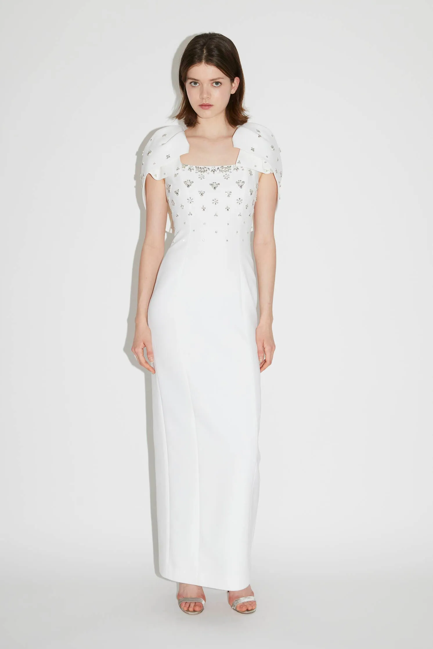 ADELAIDE GOWN WHITE EMBELLISHED CREPE