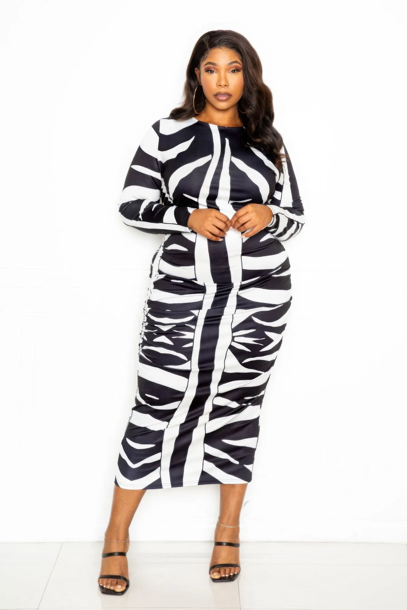 Animal Print Ruched Bodycon Dress