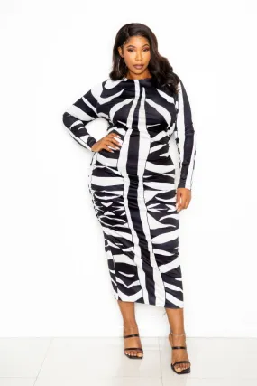 Animal Print Ruched Bodycon Dress