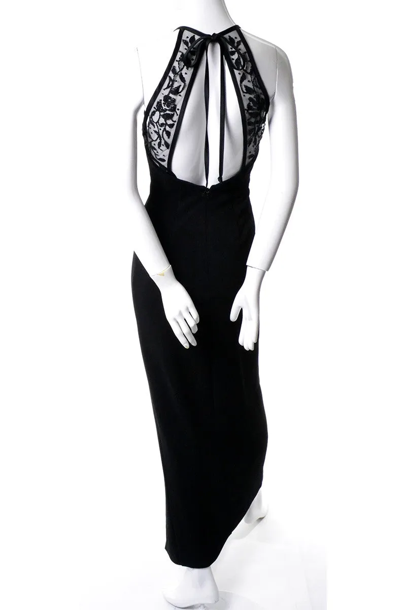 Bari Jay 1990s Vintage Dress Beaded Bodycon Evening Gown