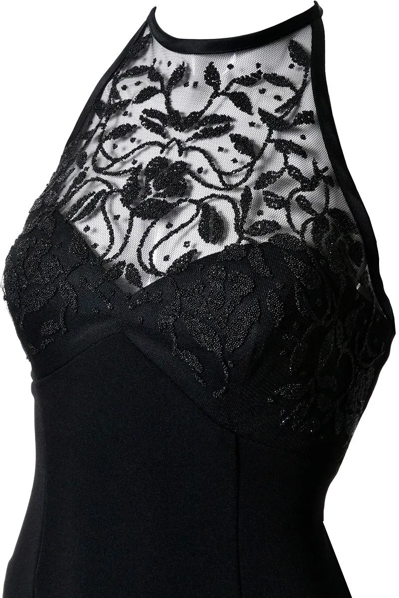 Bari Jay 1990s Vintage Dress Beaded Bodycon Evening Gown
