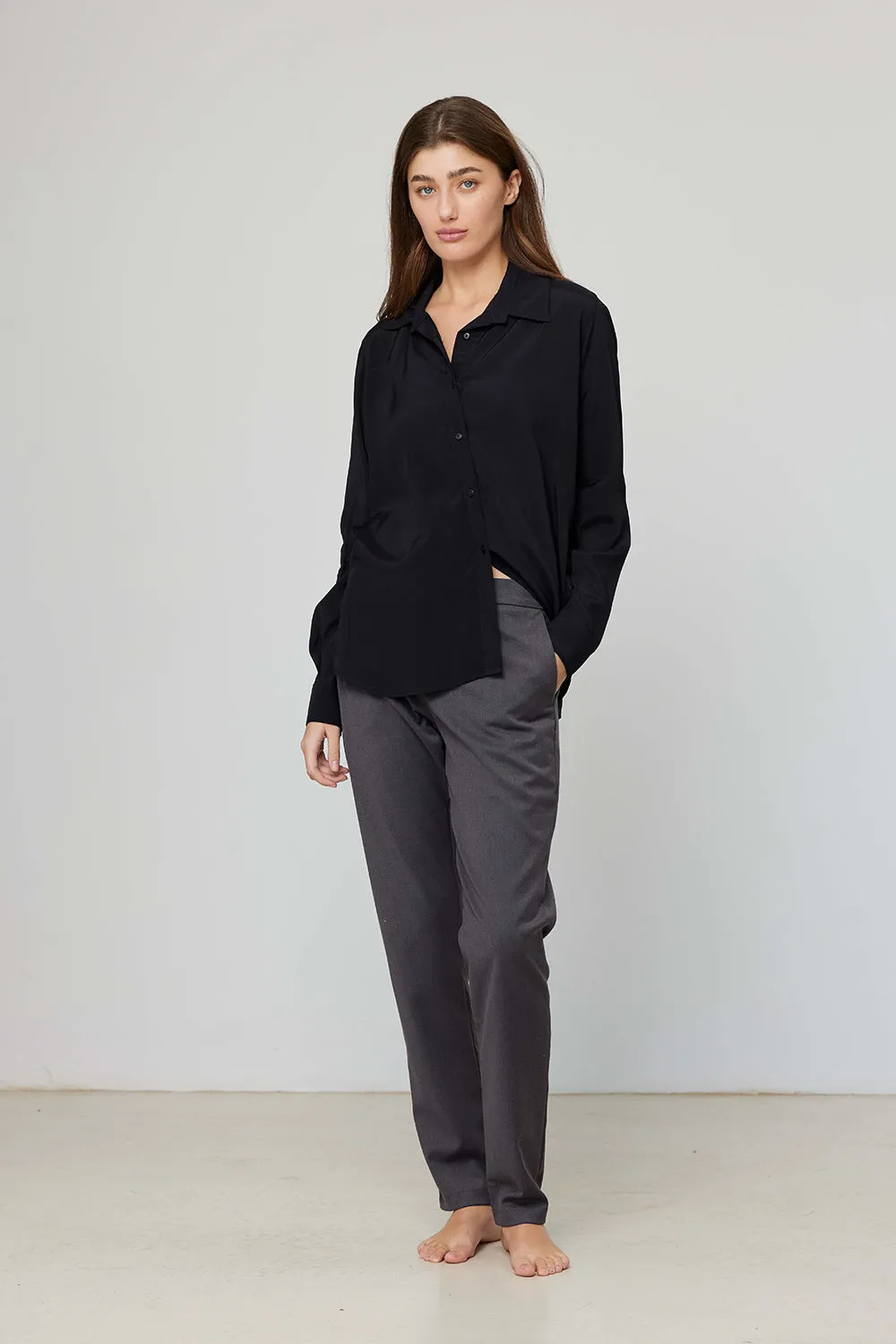 Black Long Sleeve Buttoned Shirt