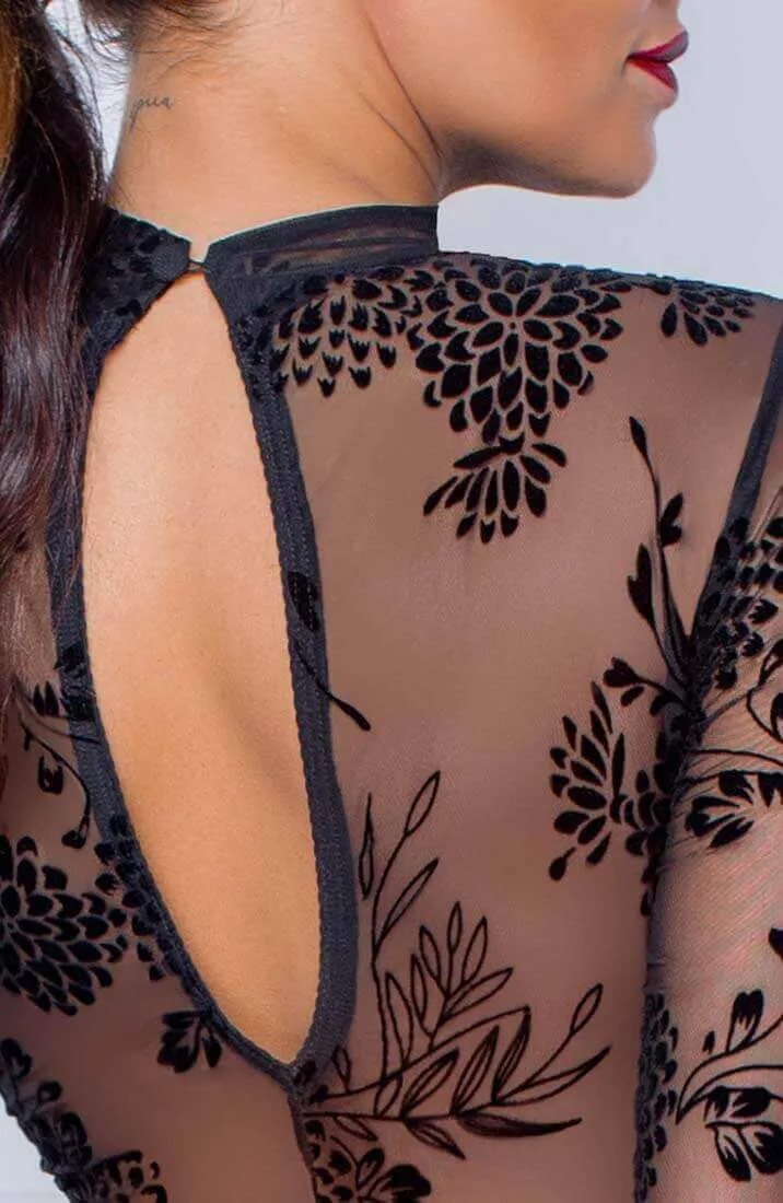 Bodycon dress with flock embroidery - Overprotected
