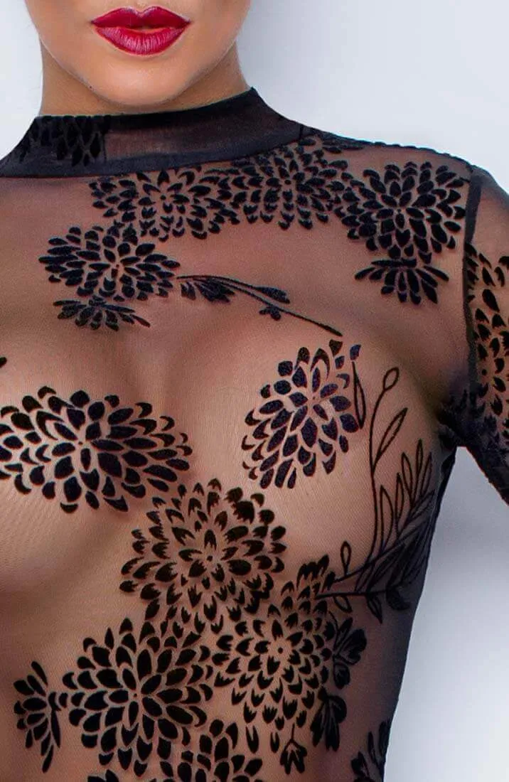 Bodycon dress with flock embroidery - Overprotected