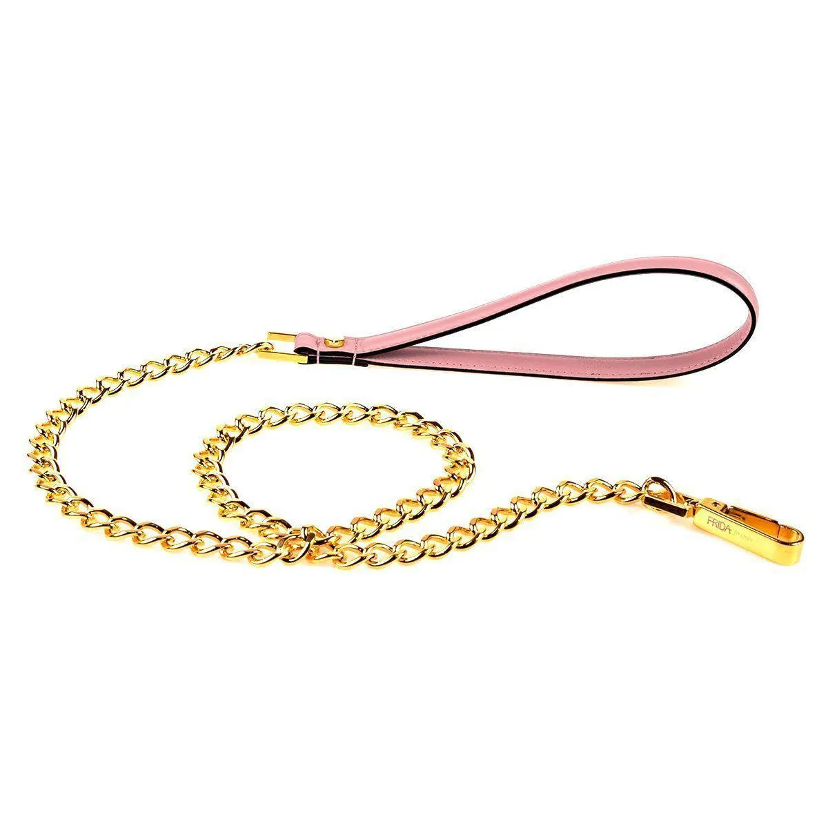 Chain Leather Dog Collar Light Pink