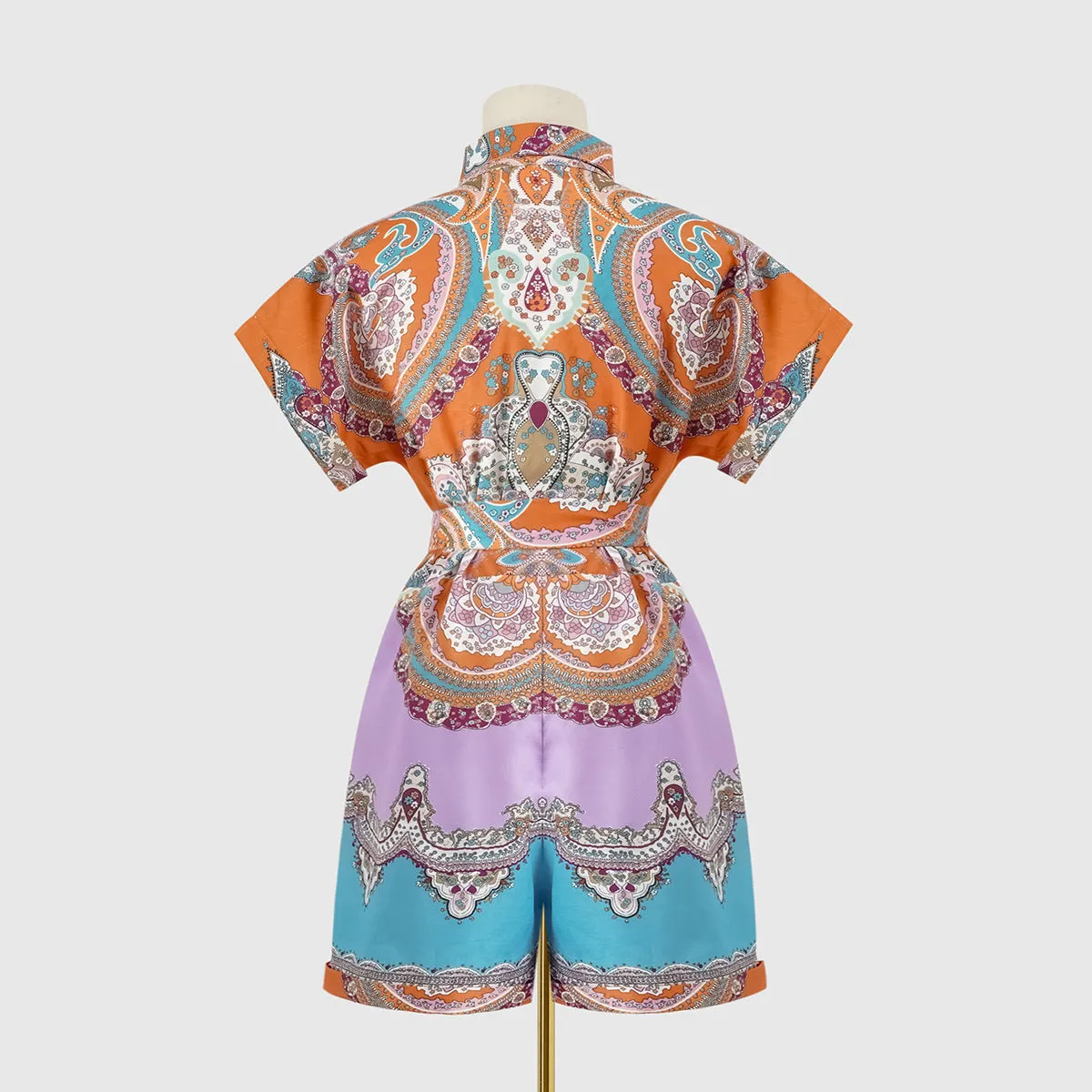 CHICMY- Women's Retro Jumpsuits Ethnic Print Overall Romper