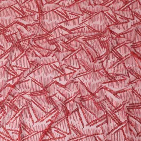 Crimson red Premium nylon tulle fabric with same tone embroidery, sequins and bead work in fancy design-D15393