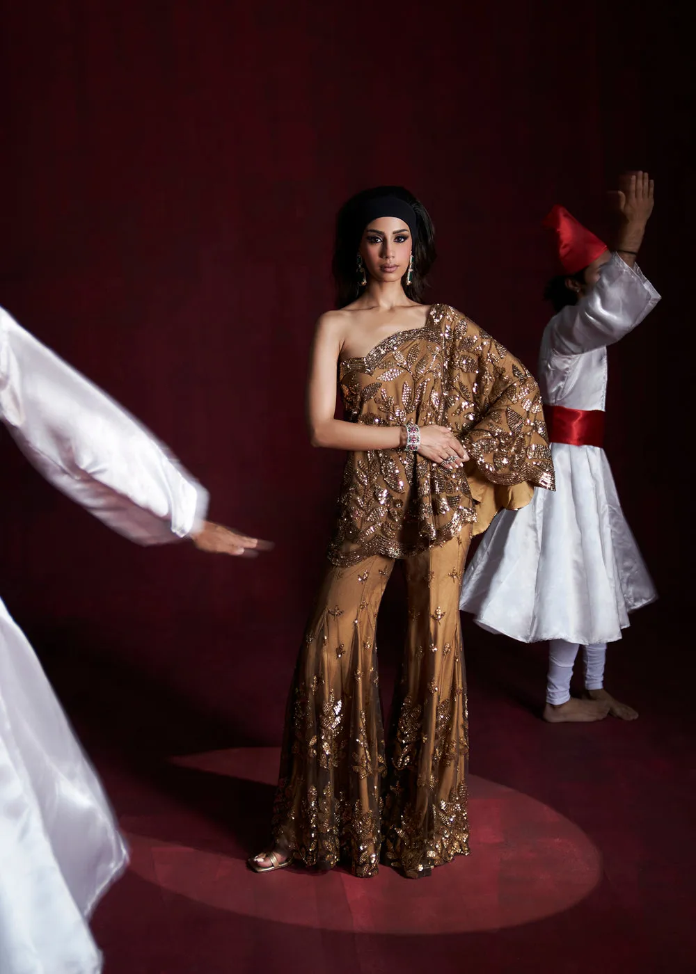 Dina Embroidered Cape & Sharara Set