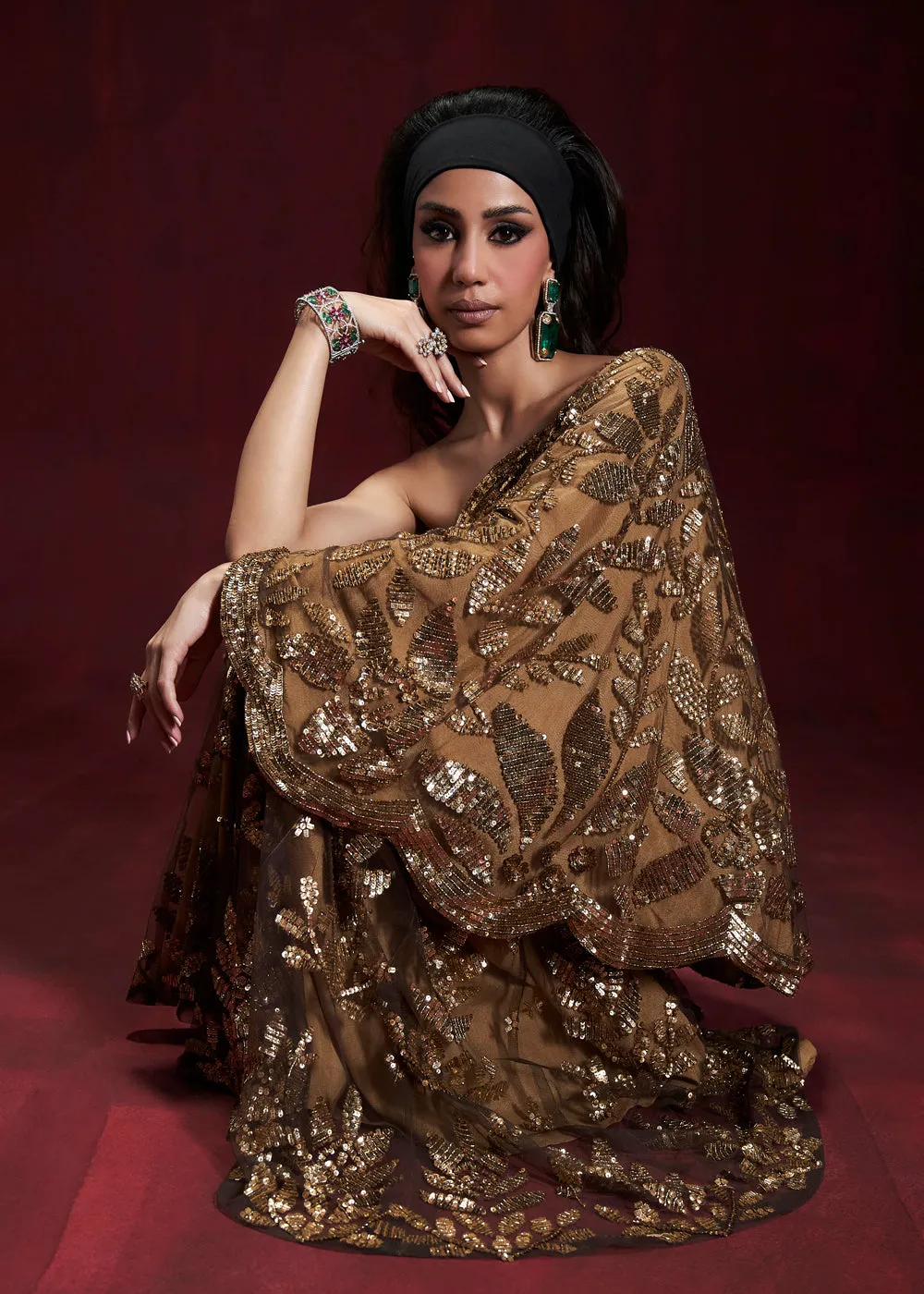 Dina Embroidered Cape & Sharara Set