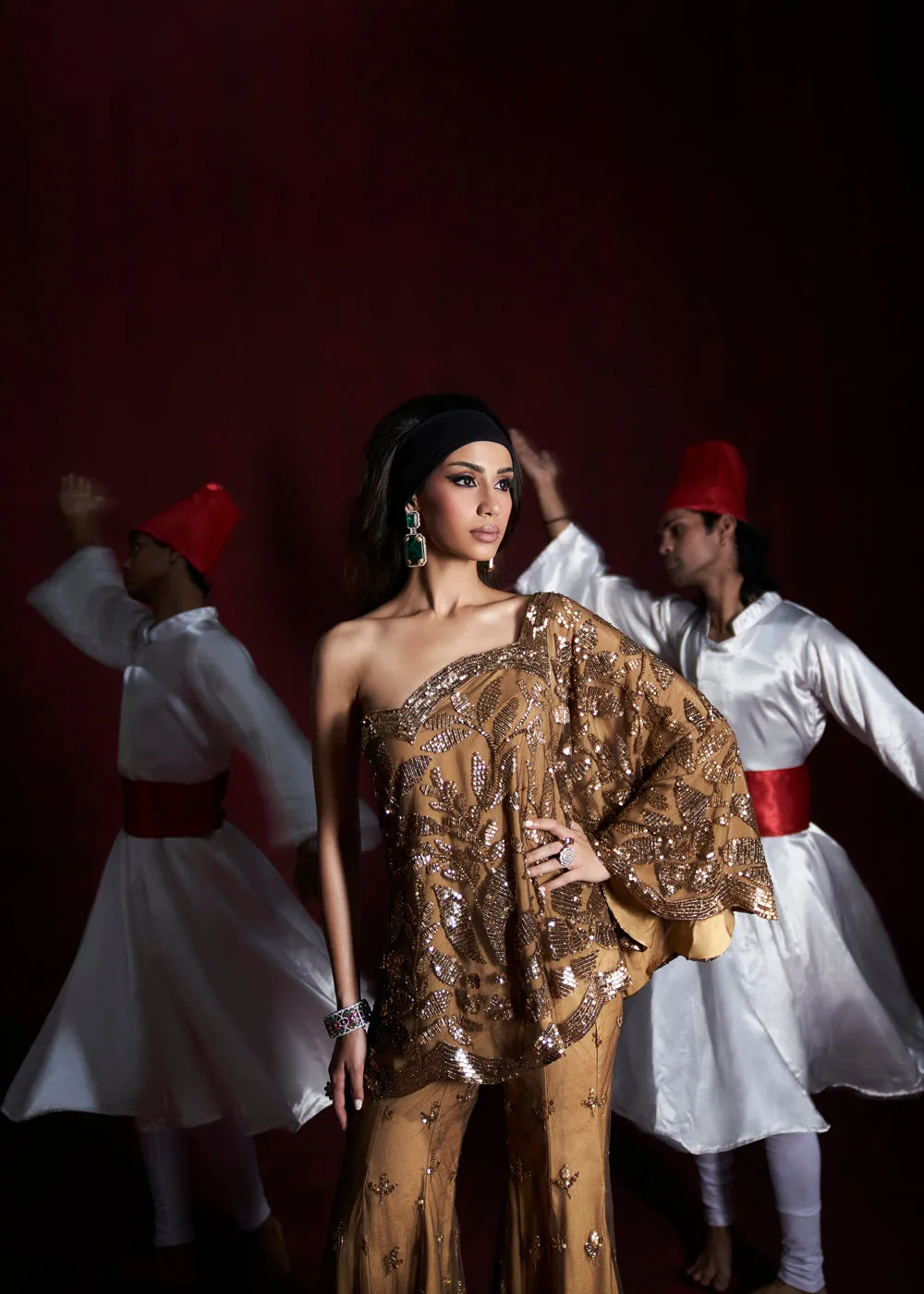 Dina Embroidered Cape & Sharara Set