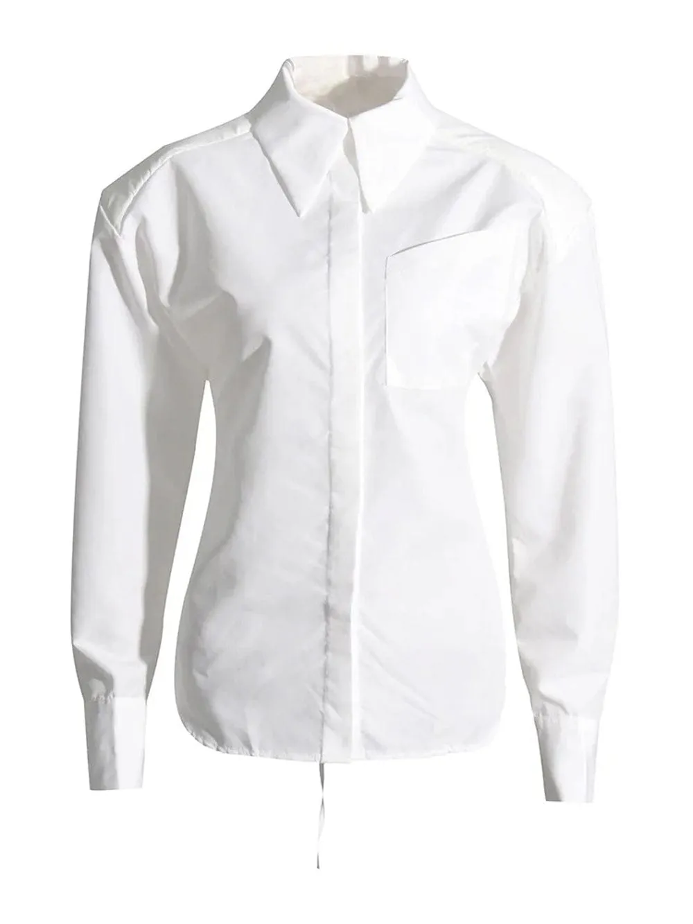 Emmily Backless Single Breasted Chic Blouse