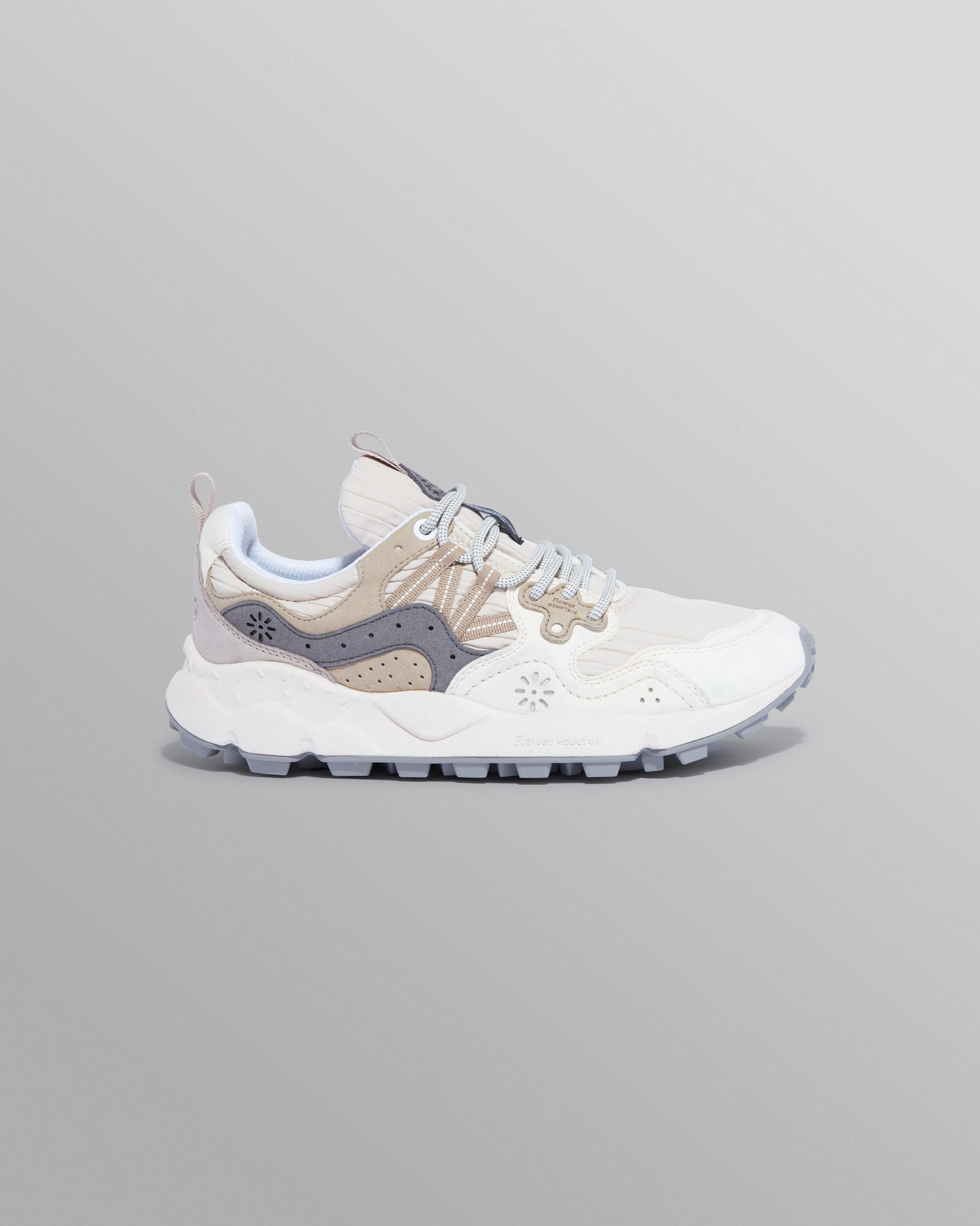 Flower Mountain - Cream Suede And Technical Fabric Trainers