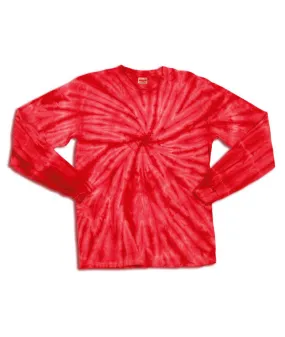 gildan tie-dye youth one-color long-sleeve cyclone tee - red (m)