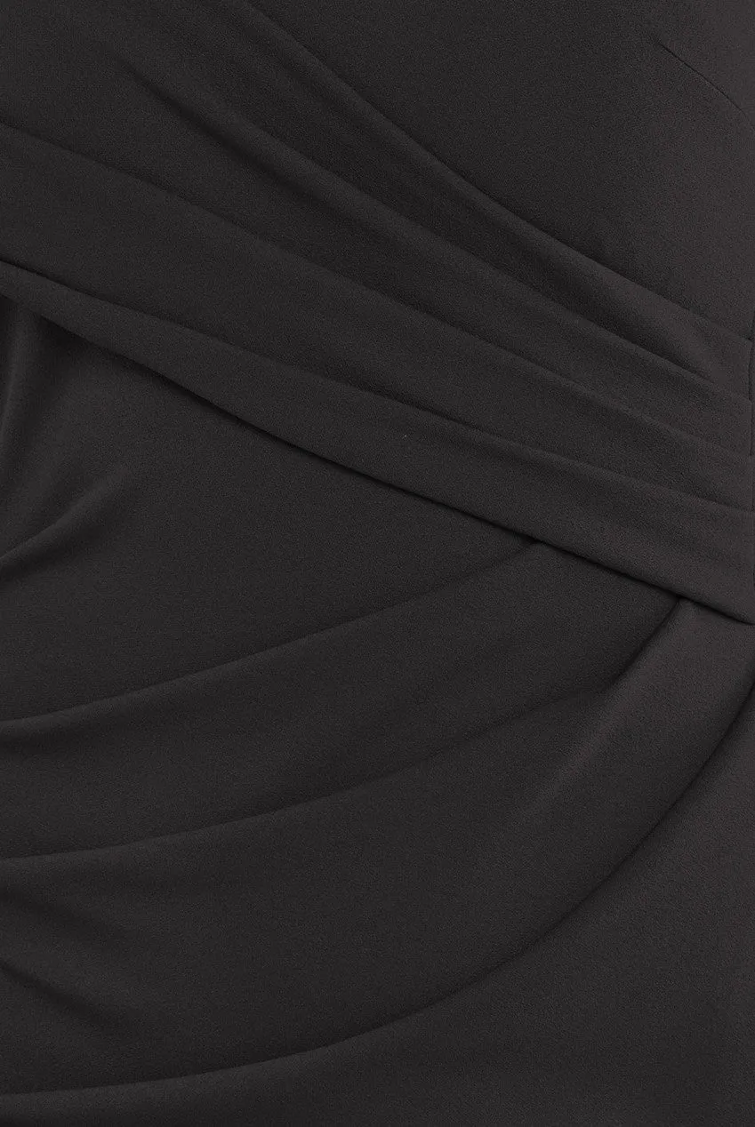 Goddiva Scuba Crepe  Off The Shoulder Maxi - Black