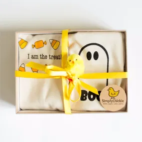 Halloween Short Sleeve Romper 2-Piece Gift Set, Boo and Treat