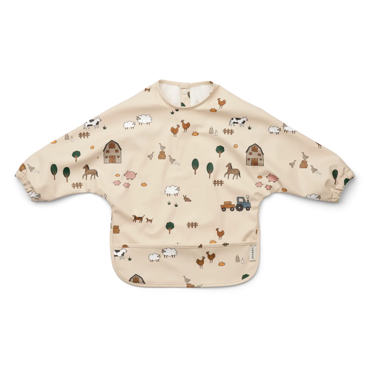 Liewood Merle Printed Cape Bib with sleeves | Farm /Sandy