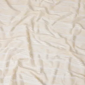 Light gold nylon tulle fabric with same tone embroidery and sequins in stripe design-D6667