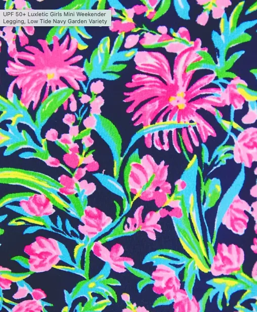 Lilly Pulitzer UPF 50  Luxletic Girls Mini Weekender Legging - Low Tide Navy Garden Variety