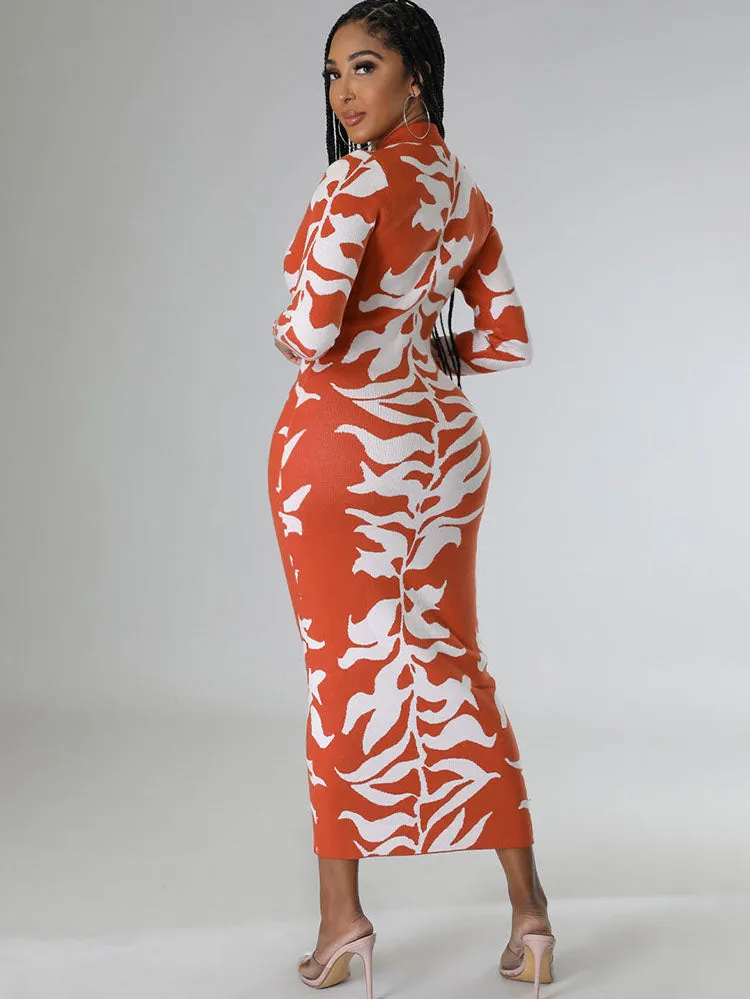 Long Sleeves Lapel Button Midi Dresses