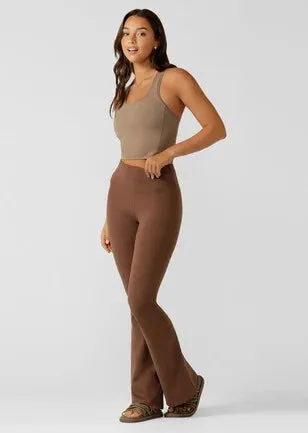 Lorna Jane Lotus Flared Full Length Leggings - Chocolate