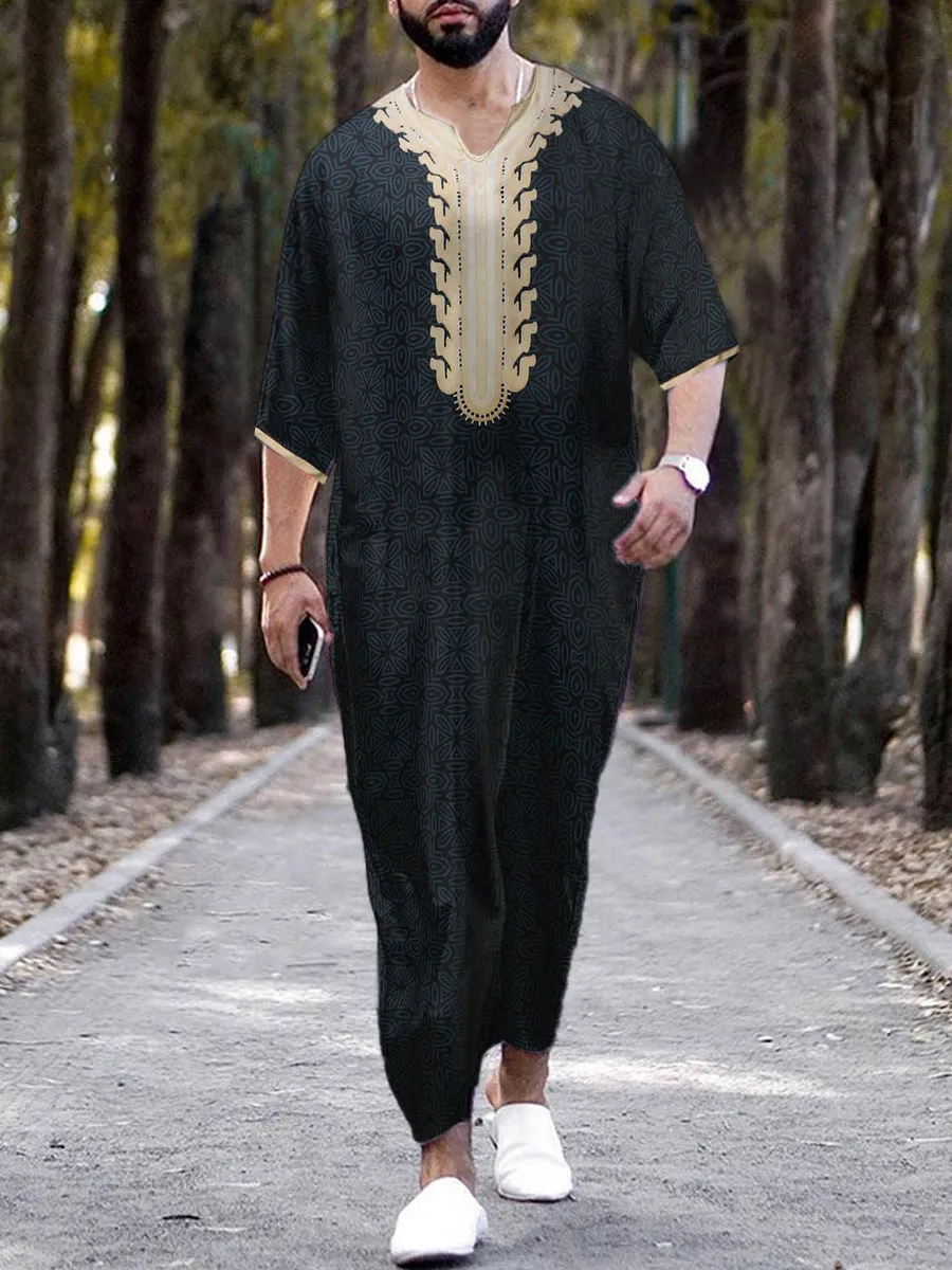 Men's Arab Ethnic Short Sleeve Romper