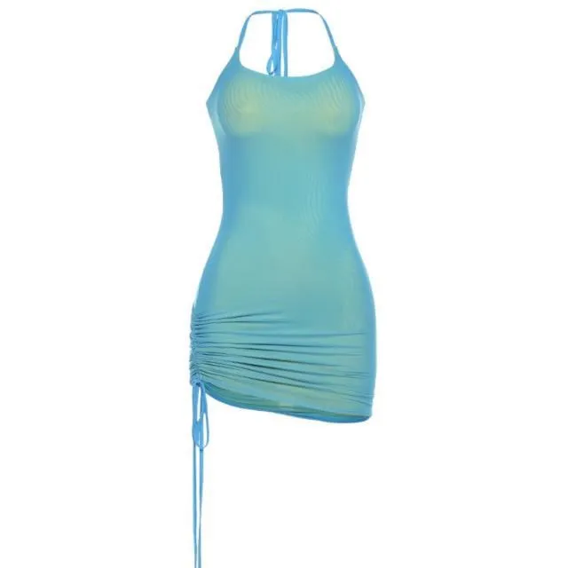 Mesh Halter Neck Bodycon Mini Dress