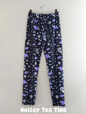 Milky bat night black leggings [made to order]