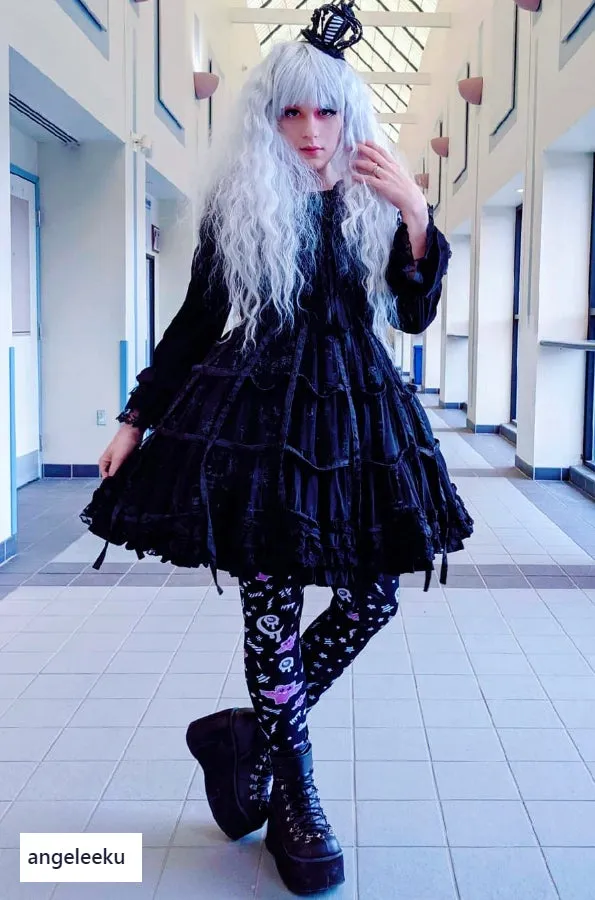 Milky bat night black leggings [made to order]