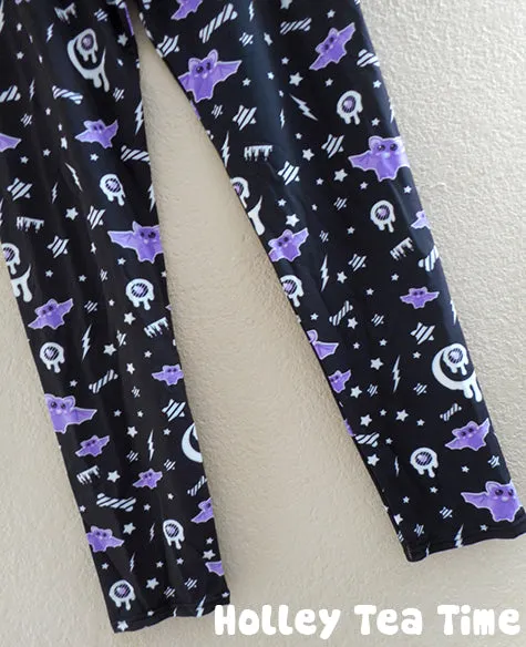 Milky bat night black leggings [made to order]