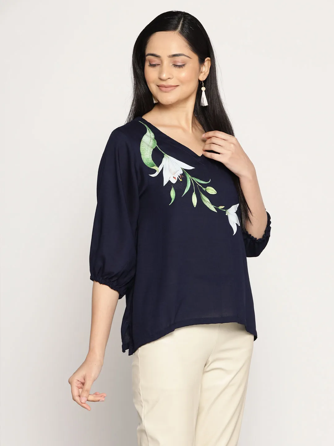 Navy Rayon Top - LeafHarmony