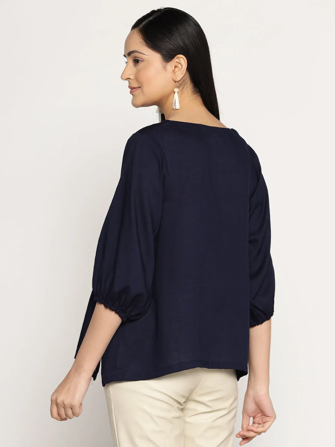 Navy Rayon Top - LeafHarmony