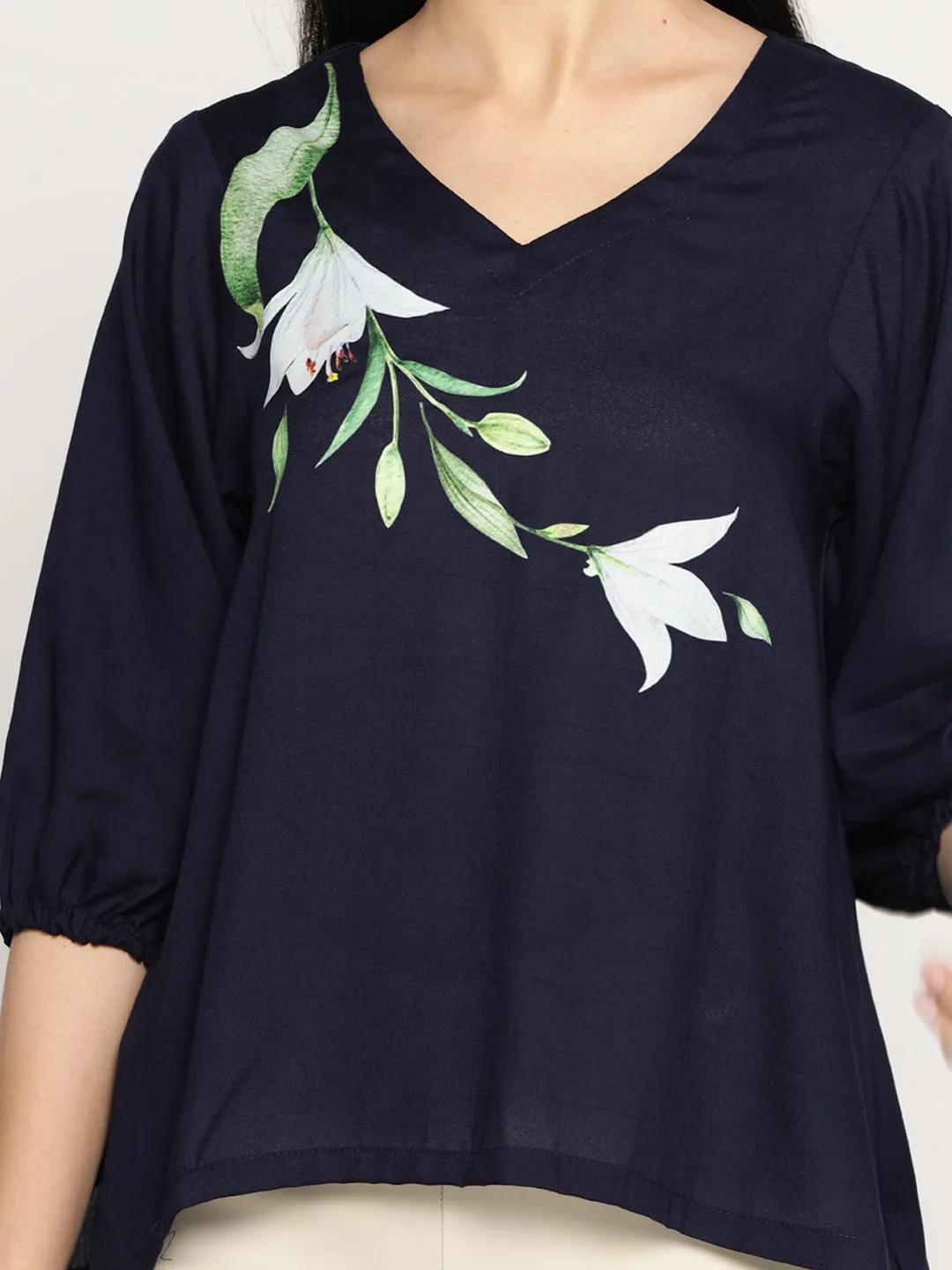 Navy Rayon Top - LeafHarmony