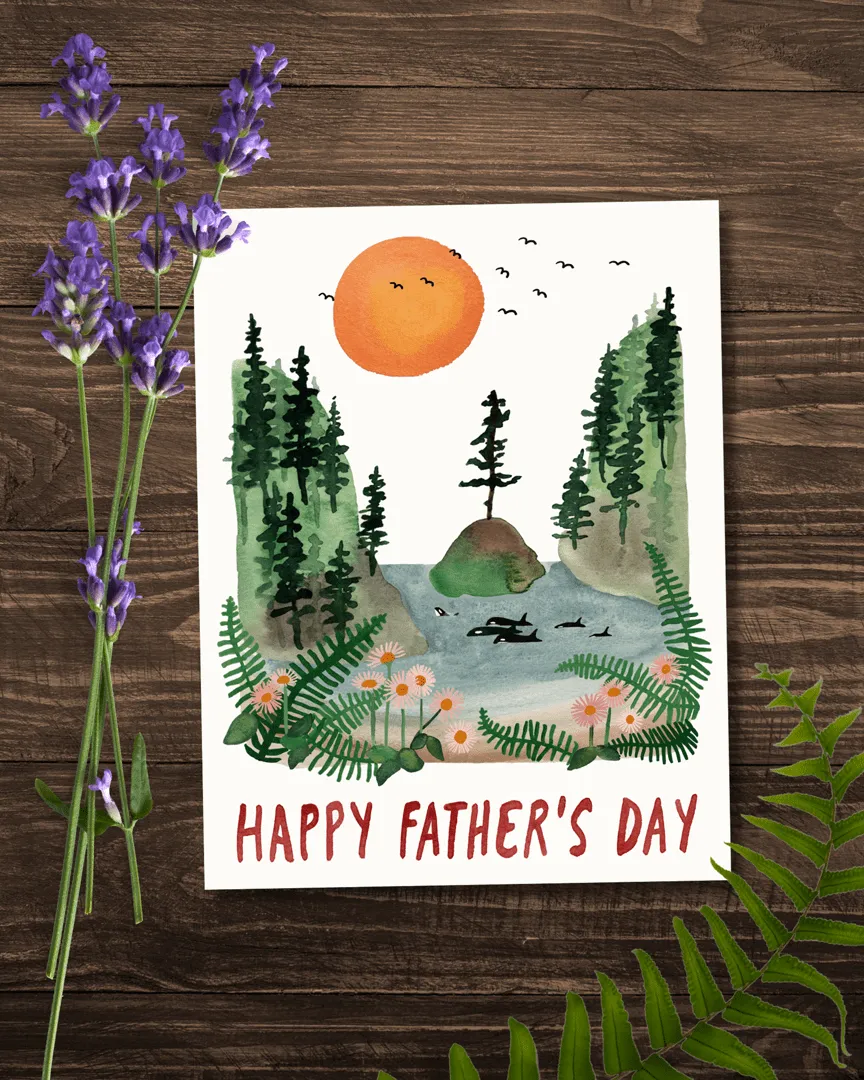 Orca Whales Father's Day Card