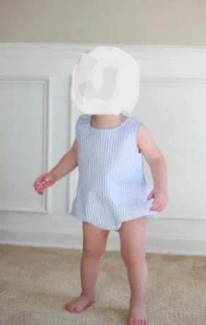 Personalized Name Baby  Unisex Seersucker Sunsuit