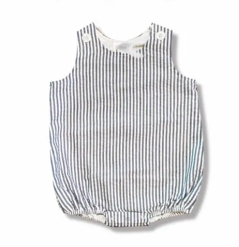 Personalized Name Baby  Unisex Seersucker Sunsuit