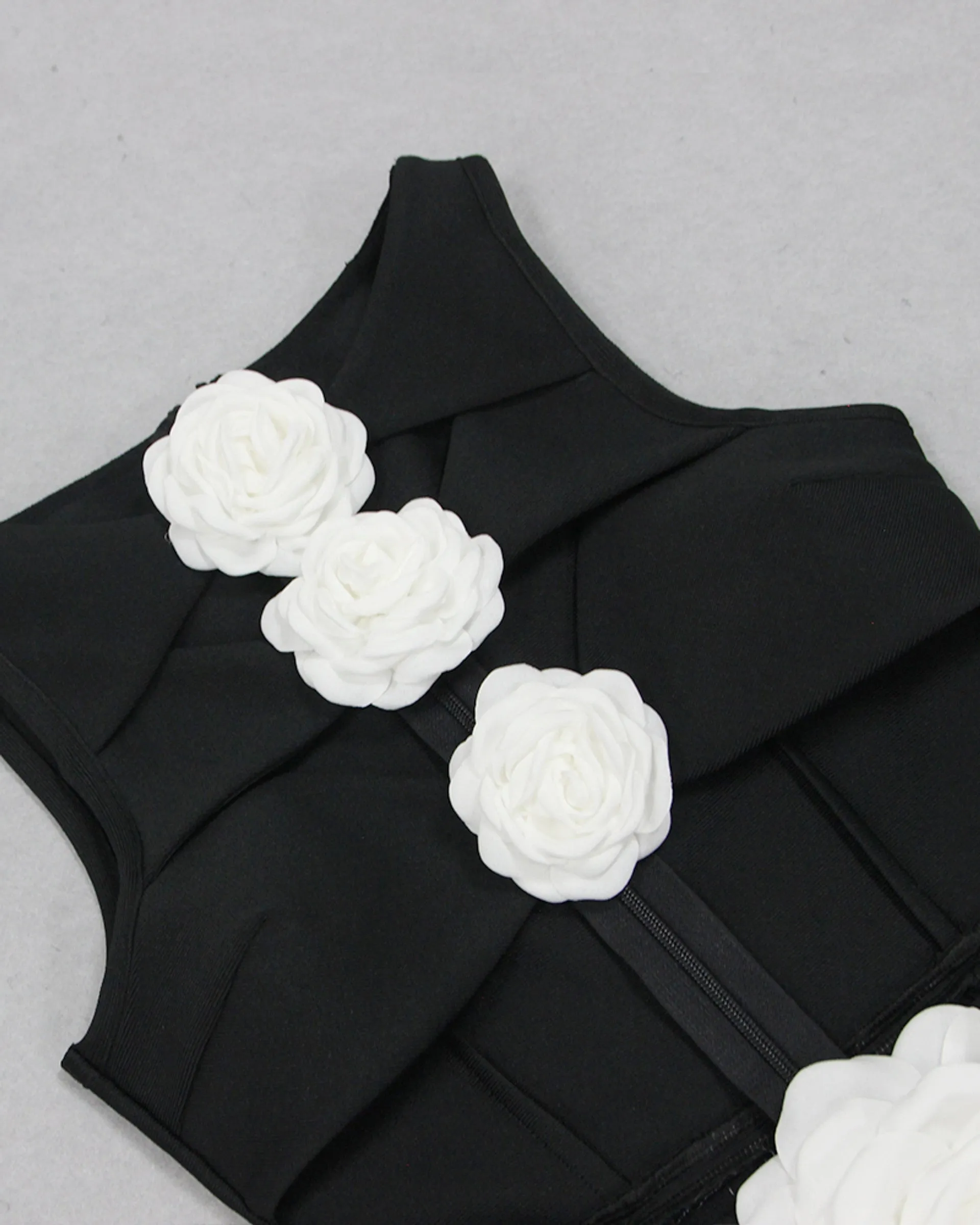 Pre Order:  Big Flower Hollow Out Bandage Dress