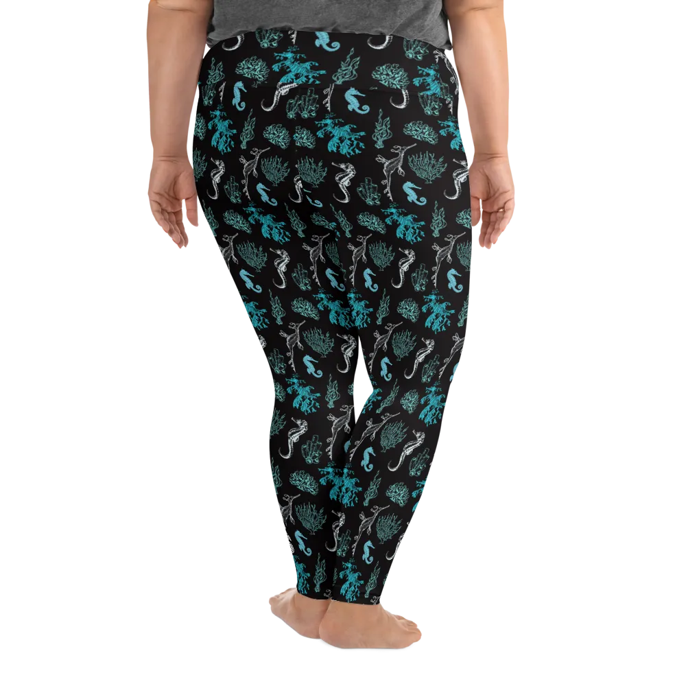 Salty Seahorse and Sea Dragon Leggings Plus Size (Warehouse)