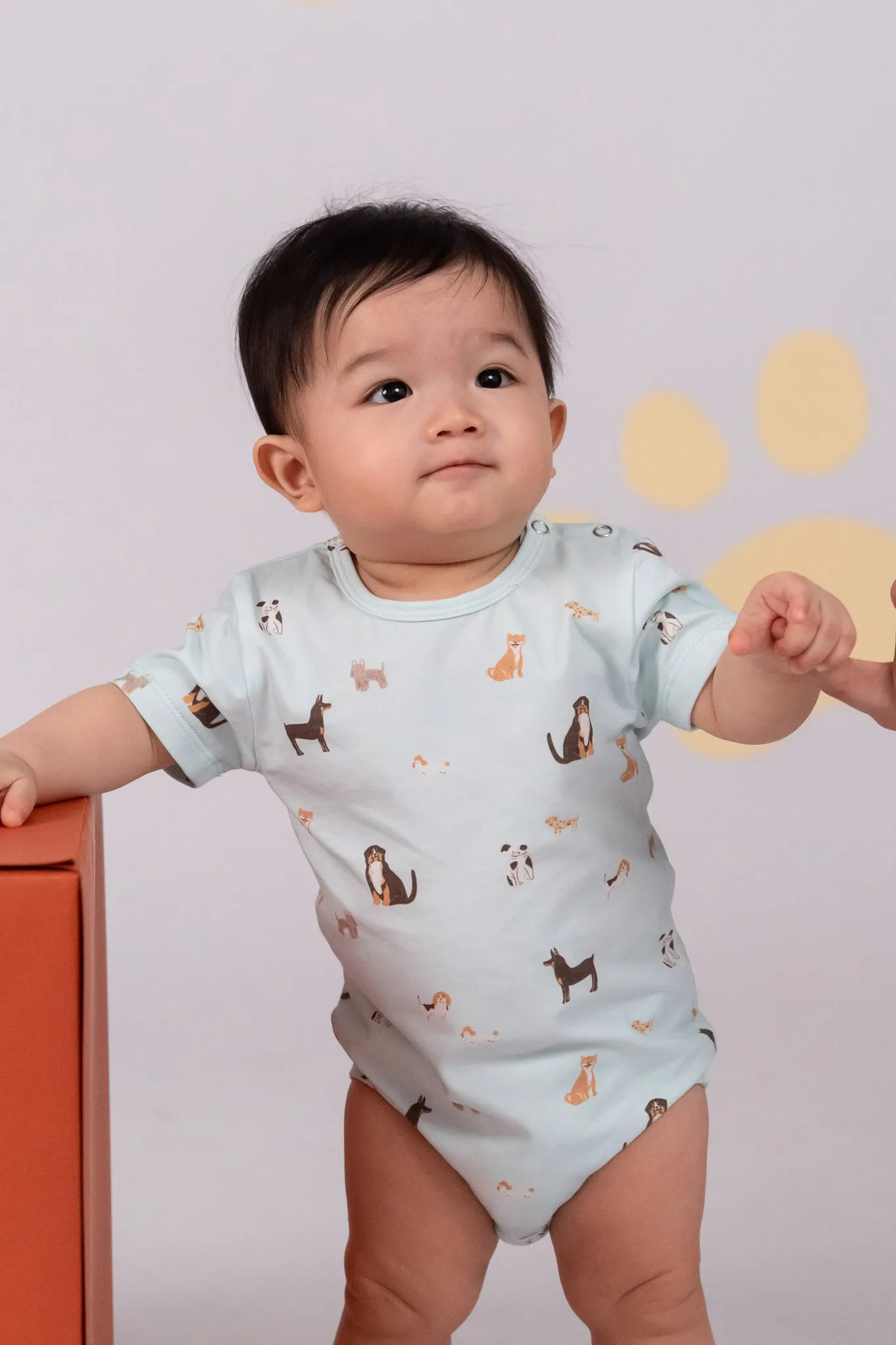 Short-Sleeve Onesie - Blue Doggies