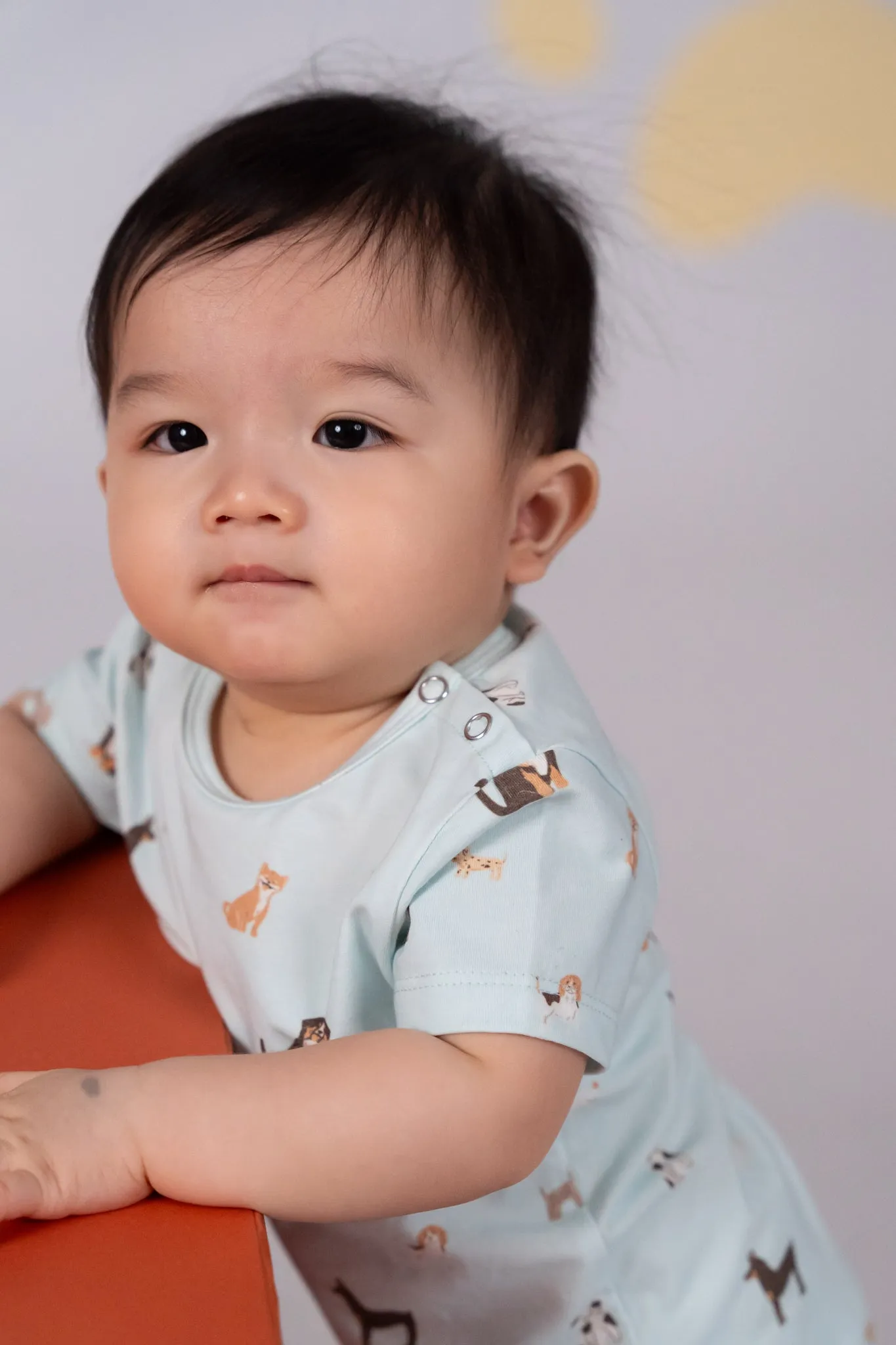 Short-Sleeve Onesie - Blue Doggies