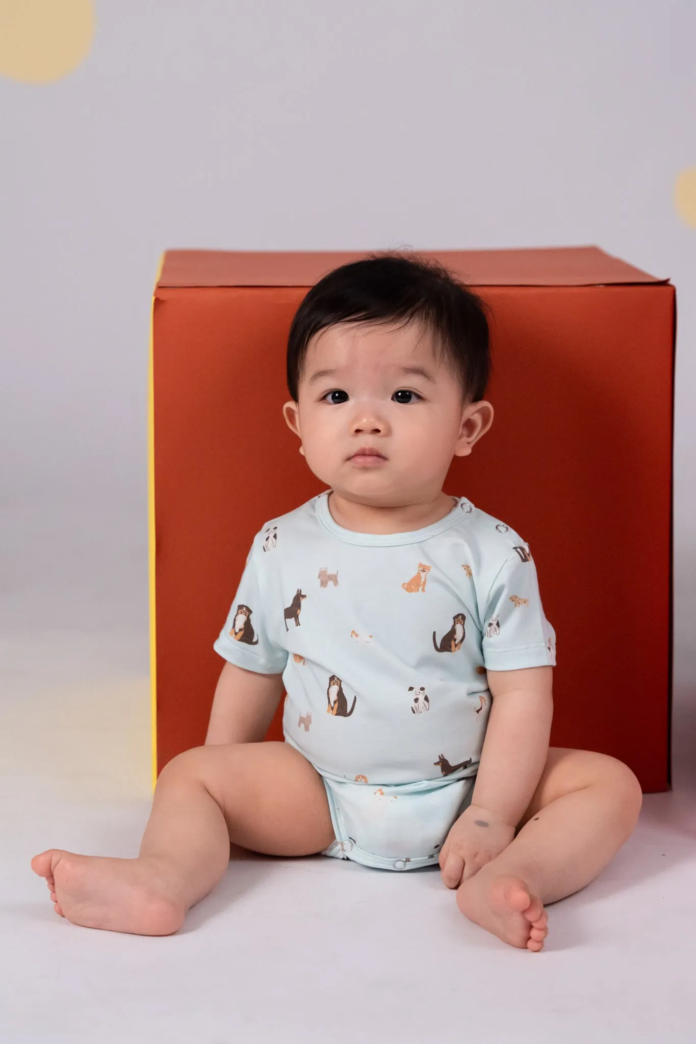 Short-Sleeve Onesie - Blue Doggies