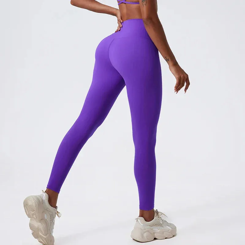 Soft High Waist Tights Push Up Breathable Gym Sports Leggings for Women
