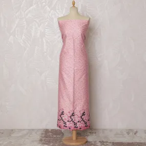 Soft Pink Blended Cotton Fabric with Floral Embroidery - Last Piece of 3.0 Meters, 110 cm Width-D19777