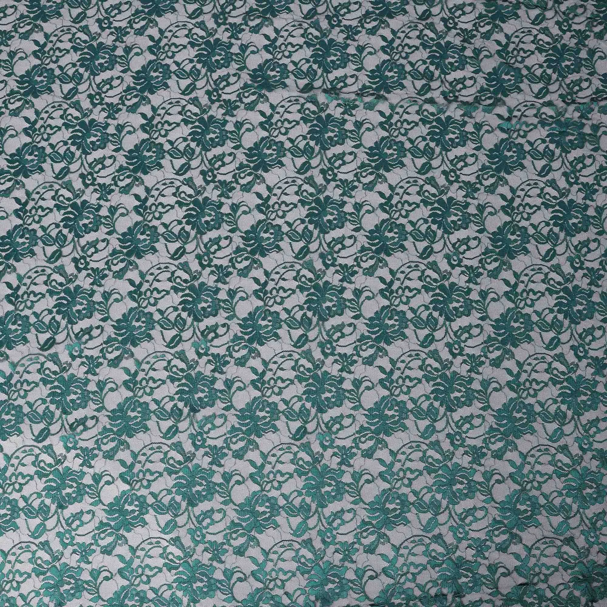Teal Blue Floral Lace Fabric, 110 cm Width, Synthetic Material from Indonesia-D21137
