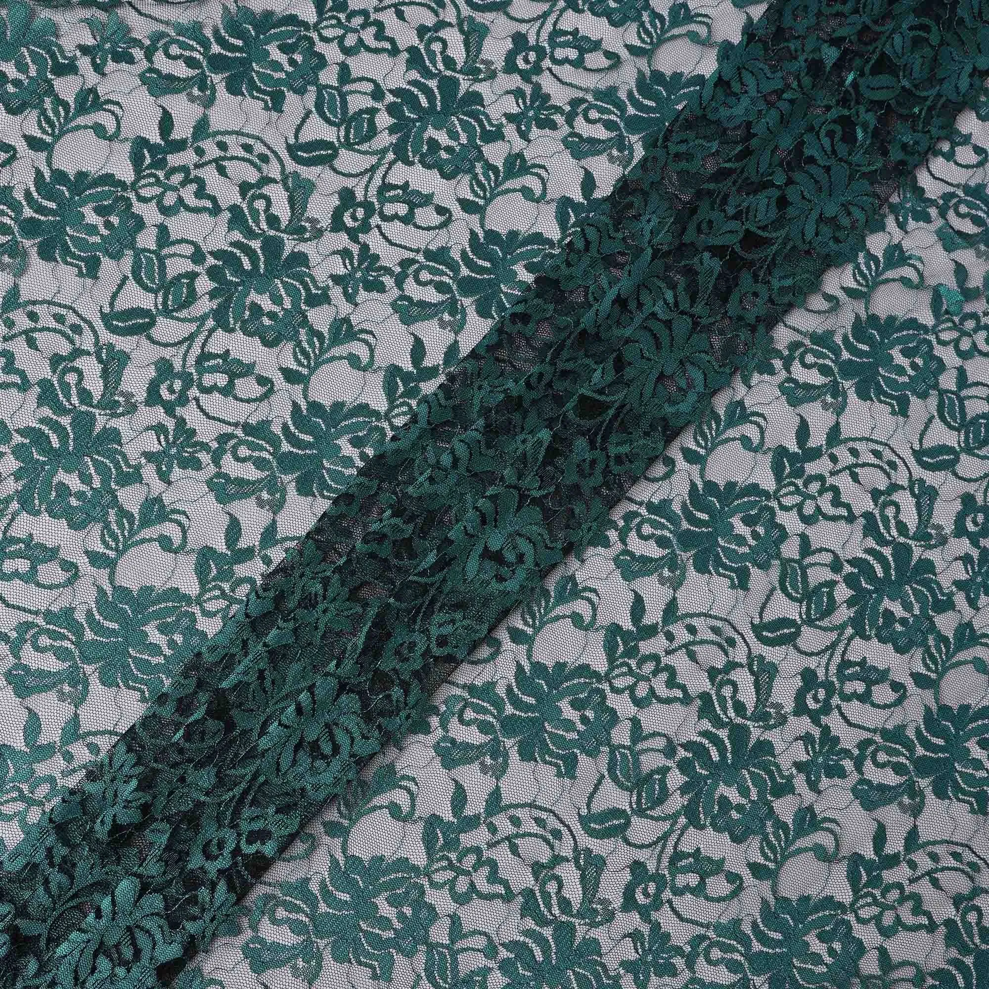 Teal Blue Floral Lace Fabric, 110 cm Width, Synthetic Material from Indonesia-D21137