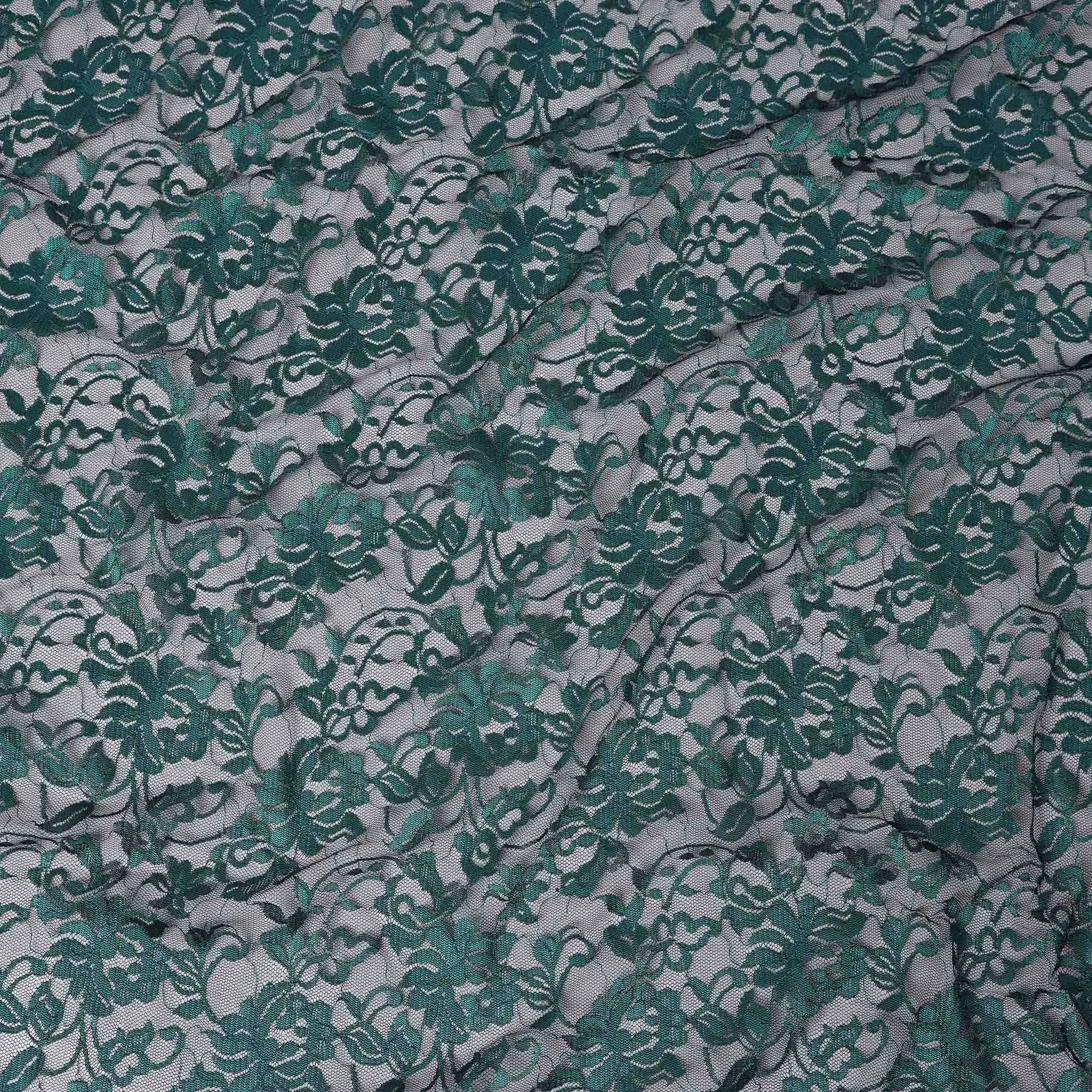 Teal Blue Floral Lace Fabric, 110 cm Width, Synthetic Material from Indonesia-D21137