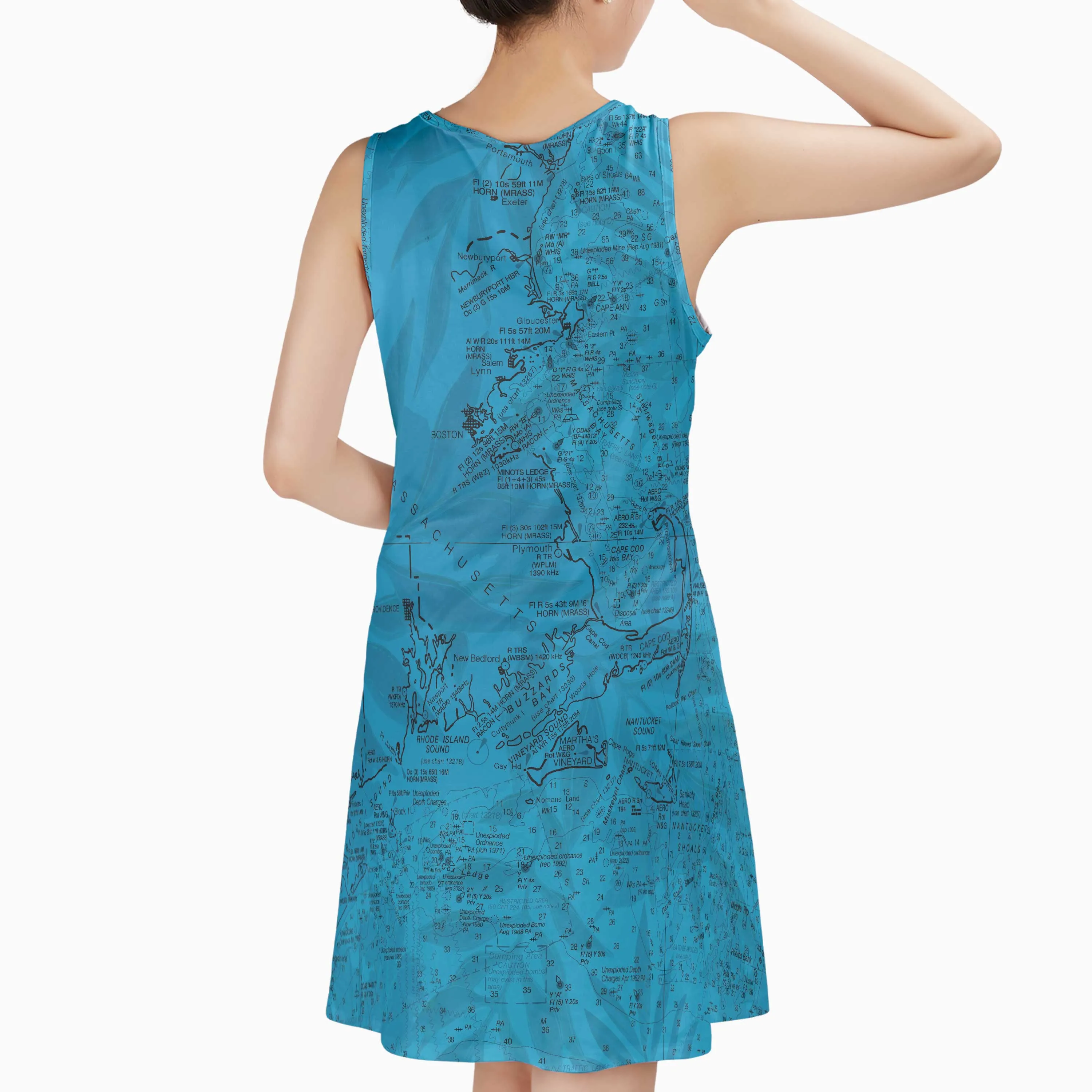The Massachusetts Coast Tropical Blue Sundress